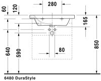 Vorschau: Duravit DuraStyle Waschtisch 65x48cm, mit Überlauf, ohne Wondergliss, weiß 2320650000