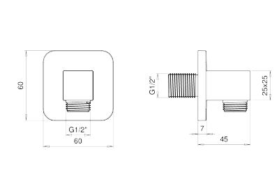 Kuky Wandanschlussbogen 1/2", chrom