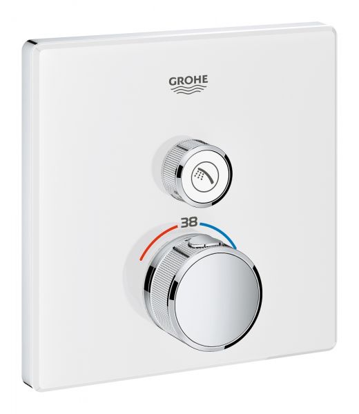 Grohe Grohtherm SmartControl Thermostat mit einem Absperrventil, eckig chrom/ moon white 29153LS0