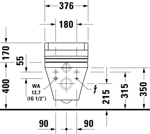 Duravit DuraStyle Wand-WC 37x62cm für SensoWash®, rimless, Tiefspüler, weiß