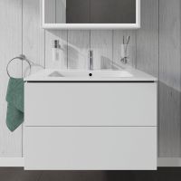 Vorschau: Duravit L-Cube Waschtischunterschrank wandhängend 82x48cm mit 2 Schubladen für ME by Starck 233683 weiß matt LC624101818