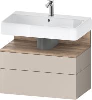 Duravit Qatego Waschtischunterschrank 79x47cm in taupe matt, mit offenem Fach in eiche marmoriert QA4394