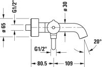 Vorschau: Duravit C.1 Einhebel-Wannenmischer Aufputz, chrom, C15230000010_techn. Zeichnung
