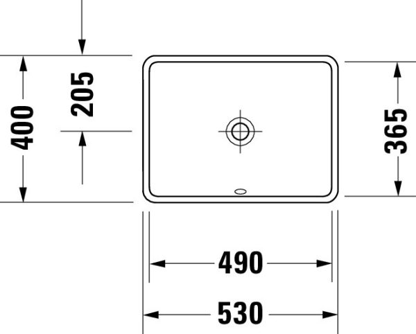 Duravit Starck 3 Unterbauwaschtisch rechteckig 49x36,5cm, mit Überlauf, ohne Hahnloch, weiß 0305490000