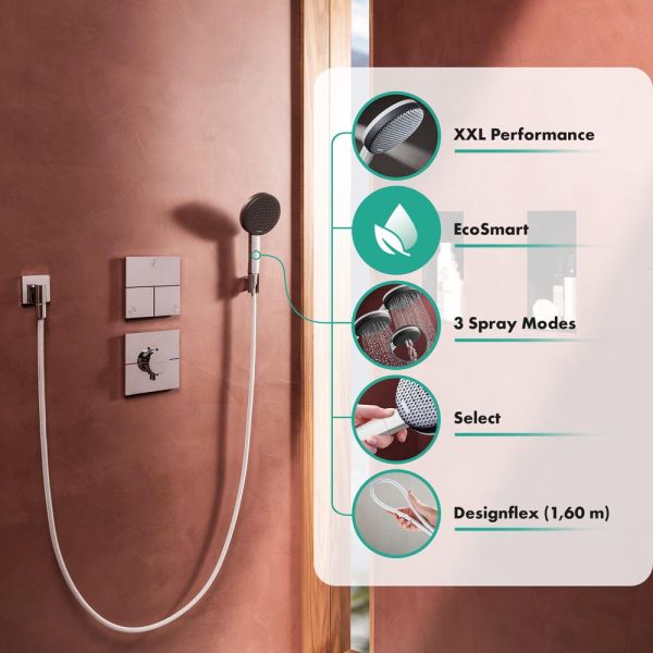 hansgrohe Raindance Alive Select S Brauseset 3 Strahlarten, Textilbrauseschlauch 160cm, weiß matt