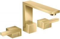 Axor Edge 3-Loch Waschtischarmatur 130 mit Push-Open Ablaufgarnitur, Diamantschliff, polished gold optic 46051990