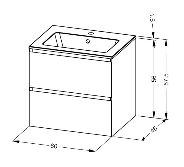 RIHO Spring Dew Waschtisch mit Unterschrank 60x46cm & Spiegelschrank