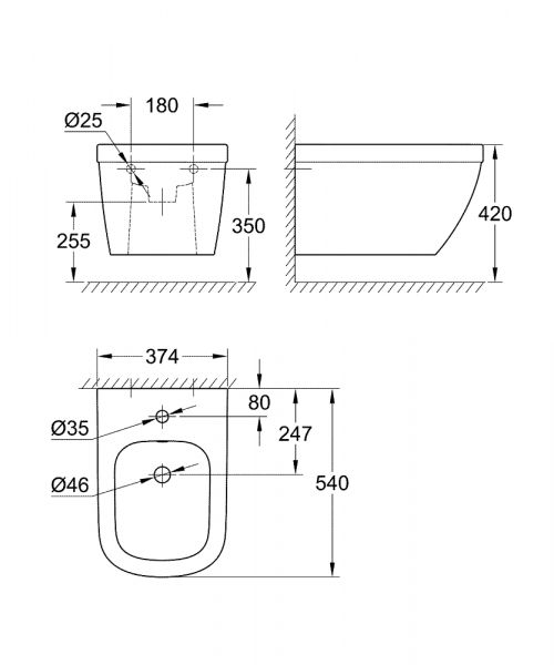 Grohe Euro Keramik Wandbidet, weiß