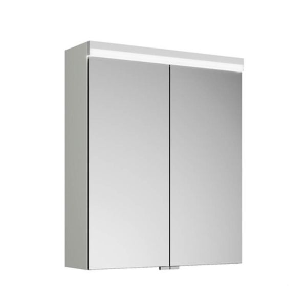Burgbad Lin20 Spiegelschrank mit horizontaler LED-Beleuchtung und 2 Spiegeltüren, dimmbar, 60x70cm SPQK060F5351