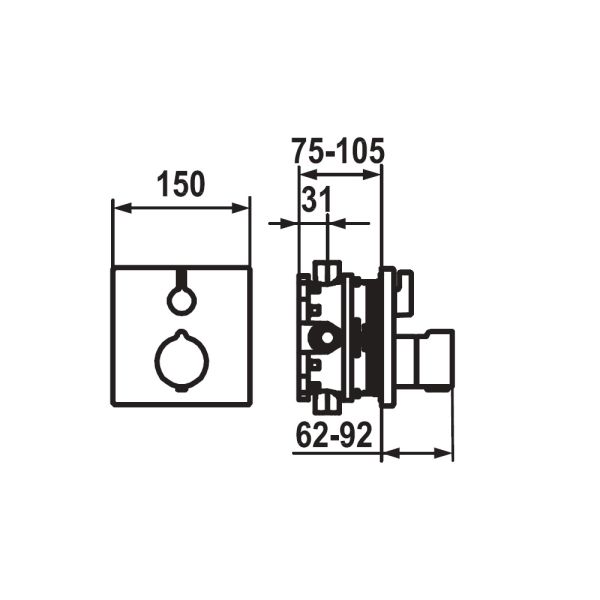 KWC Fertigmontageset Thermostat Mischer Wanne, Unterputz, chrom 20.004.801.000