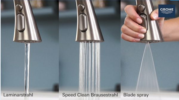 Grohe Zedra Küchenarmatur, edelstahl 32294DC2 Laminarstrahl Speed Clean, Blade Spray