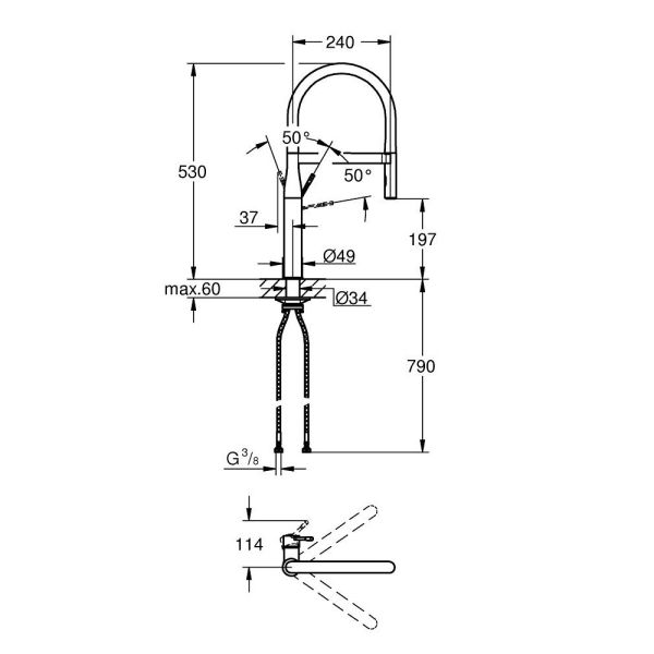 Grohe Essence Küchenarmatur mit Profibrause, phantom black