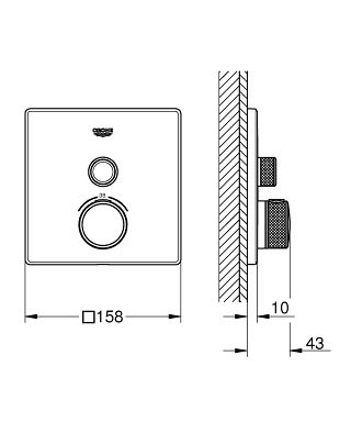 Grohe Grohtherm SmartControl Thermostat mit einem Absperrventil, wassersparend