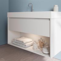 Vorschau: Burgbad Devio Mineralguss-Waschtisch 80cm mit Unterschrank, 1 Auszug & offenem Fach
