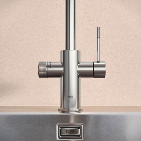 Grohe Blue 2.0 5-in-1-Armatur, L-Auslauf, ausziehbar, supersteel