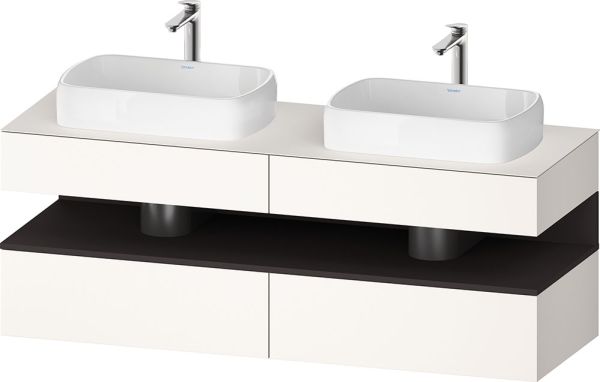 Duravit Qatego Unterschrank für 2 Aufsatzbecken 160x55cm in weiß supermatt , mit offenem Fach in graphit supermatt QA4779