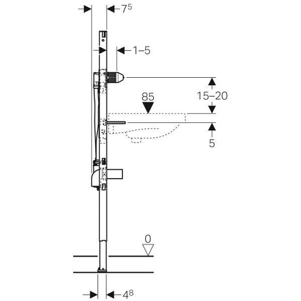 Geberit Duofix Element für Waschtisch, 130cm, Wandarmatur mit UP-Funktionsbox