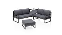 Vorschau: KETTLER OCEAN Casual Dining Eckset, 3-Sitzer, 2-Sitzer und Hocker, anthrazit/grau