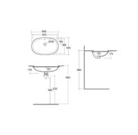 Vorschau: Kludi RESA Unterbau-Waschtisch 60x36cm oval mit Überlauf, weiß