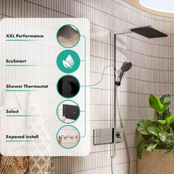hansgrohe Raindance Alive Q Duschsystem 210/340 EcoSmart, ShowerSelect Comfort, schwarz matt