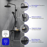 Vorschau: Duravit ShowerSystem Duschsystem mit Thermostat, Ablage, schwarz matt