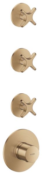 AXOR One Thermostatmodul Unterputz für 3 Verbraucher mit Kreuzgriffen brushed bronze 48713140