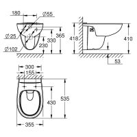 Vorschau: Grohe Bau Keramik Wand-Tiefspül-WC spülrandlos, weiß 112948SH00