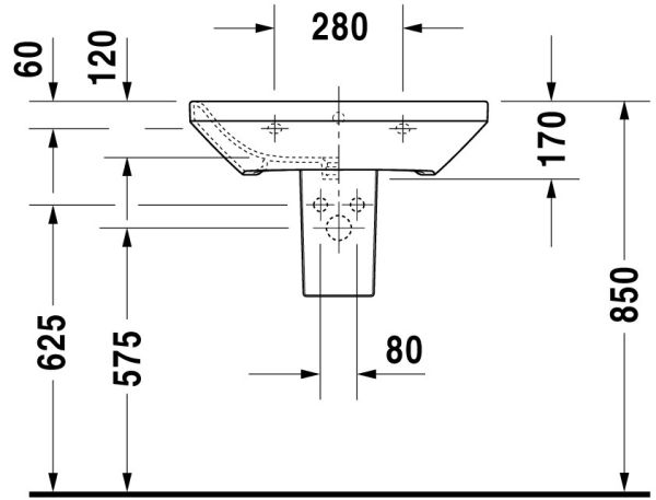 Duravit DuraStyle Waschtisch 65x44cm, mit 1 Hahnloch, mit Überlauf, weiß 2319650000