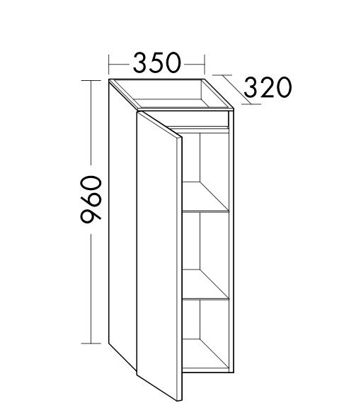 Burgbad Fiumo Halbhoher Schrank mit 1 Tür und Metall-Einlegebox UHEH035LF3956G0223