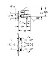 Vorschau: Grohe QuickFix Swift 2023 Einhand-Wannen-und Brausebatterie, chrom