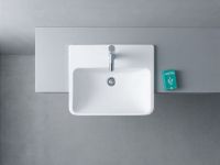 Duravit ME by Starck Halbeinbauwaschtisch 55x45,5cm, 1 Hahnloch, mit Überlauf, weiß seidenmatt 0378553200