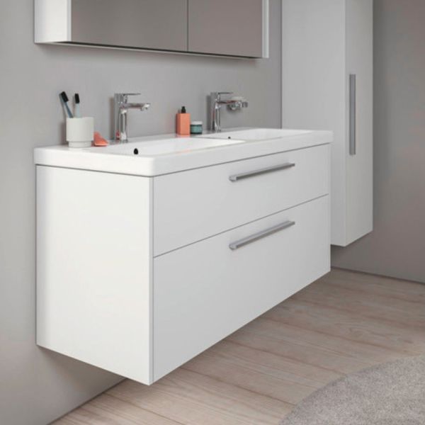 Duravit D-Code 2.0 Halbhochschrank 40x132cm mit Tür, Griff chrom, weiß matt