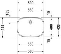 Vorschau: Duravit D-Code Unterbauwaschtisch rechteckig 56x40cm, mit Überlauf, ohne Hahnloch, weiß 0338560000