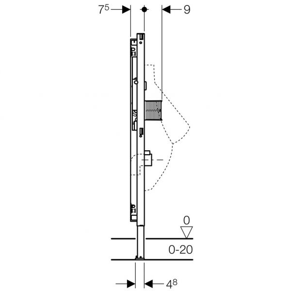 Geberit Duofix Element für Urinal, 112–130 cm, Universal, für verdeckte Urinalsteuerung