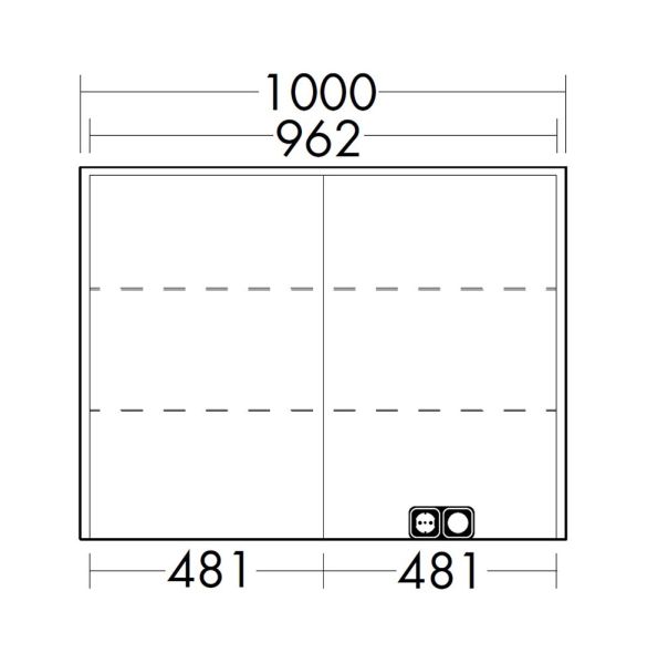 Burgbad Devio Spiegelschrank 100x76cm mit horizontaler LED-Beleuchtung, 2 Spiegeltüren