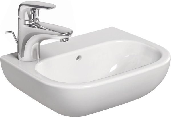 Duravit D-Code Handwaschbecken rechteckig 36x27cm, mit 1 Hahnloch links, mit Überlauf, weiß 0705360009