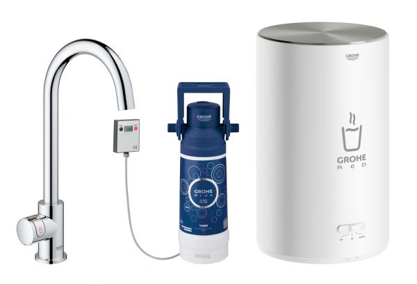 Grohe Red Mono Standventil und Boiler Größe M, C-Auslauf, chrom