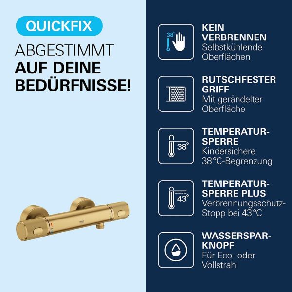 Grohe Precision Feel Duschthermostat ProGrip cool sunrise gebürstet 34790GN0