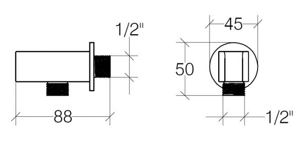 lineabeta LINEA Wandanschlussbogen quadratisch mit Brausehalterung, chrom