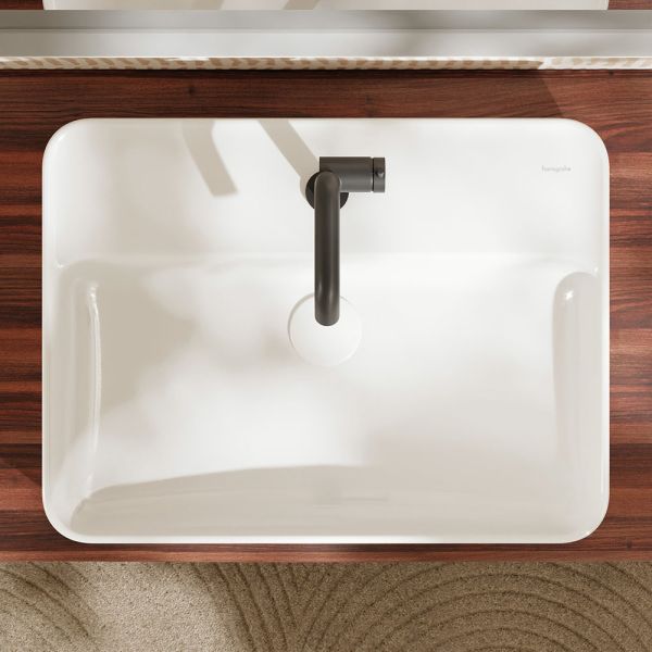 Hansgrohe Xuniva Q Aufsatz-Waschtisch 60x45m mit 1 Hahnloch mit Überlauf, weiß