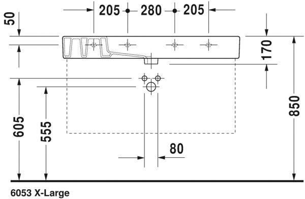 Duravit Vero Waschtisch rechteckig 105x49cm, mit 1 Hahnloch und Überlauf, WonderGliss, weiß 03291000001