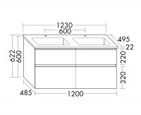 Vorschau: Burgbad Lin20 Keramik-Doppelwaschtisch mit Waschtischunterschrank, 4 Auszüge, wandhängend, 123cm SGHN123
