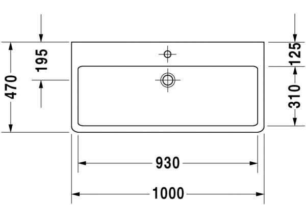 Duravit Vero Waschtisch 100x47cm, mit 1 Hahnloch, mit Überlauf, geschliffen, weiß 0454100027