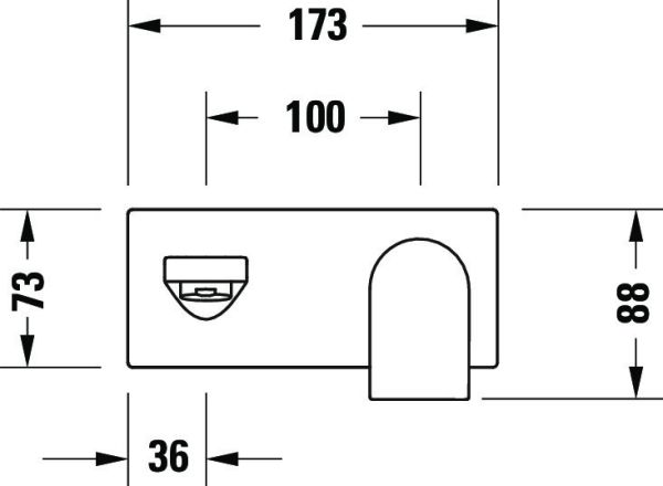 Duravit Tulum Einhebel-Waschtischmischer Unterputz, chrom, TU1070004010, techn. Zeichnung