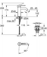 Vorschau: Grohe Essence Einhand-Waschtischbatterie, ES-Funktion, S-Size, mit Push-Open Ablaufgarnitur, chrom