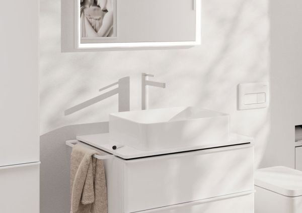 hansgrohe Finoris Waschtischarmatur 260 für Aufsatzwaschtische, Push-Open Ablaufventil, weiß matt