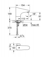 Vorschau: Grohe Europlus E Infrarot-Elektronik Armatur, mit Mischung, Batterie 6V, chrom