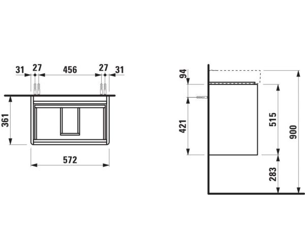 Laufen Base 2.0 Waschtischunterbau 57cm für Waschtisch compact Pro S H818959