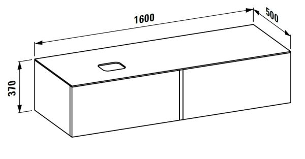 Laufen IL BAGNO ALESSI ONE Schubladenelement 1600, Ausschnitt links, technische Zeichnung