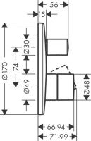 Vorschau: Axor Uno Einhebel-Wannenmischer Unterputz m. Zerogriff u. integr. Sicherungskombination nach EN1717